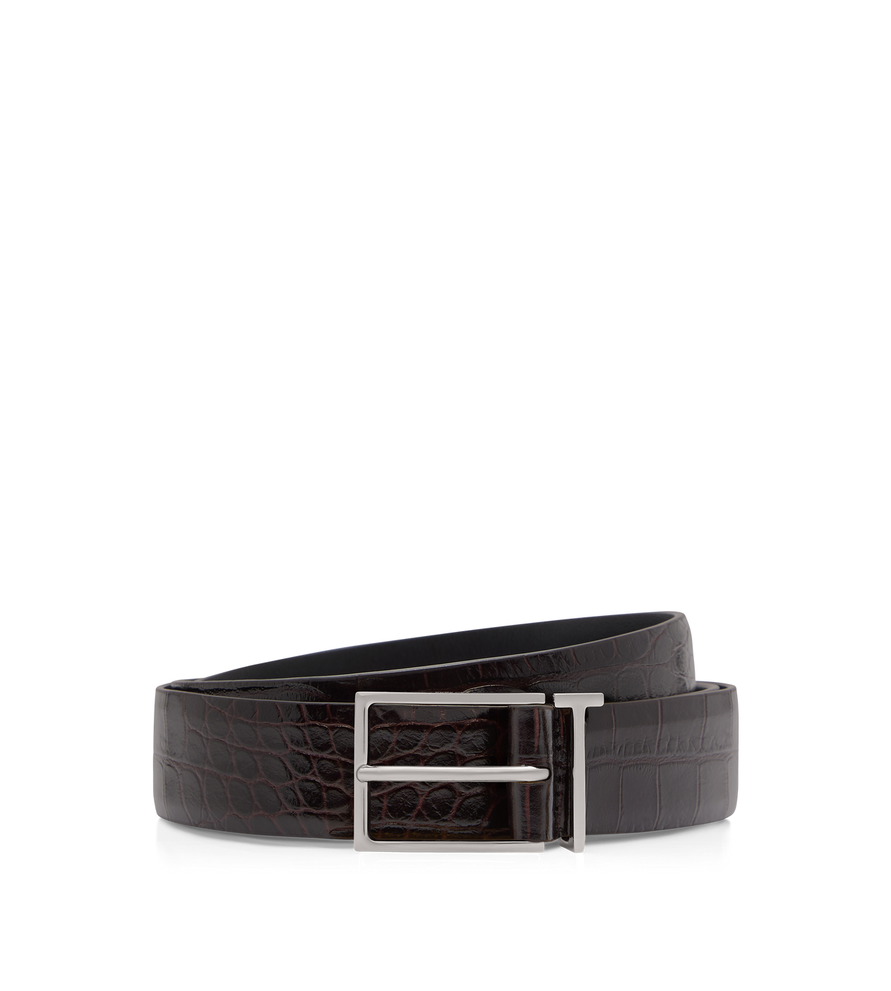 CINTUR&Oacute;N DE COCODRILO ESTAMPADO CON TRABILLA EN FORMA DE T image number 0