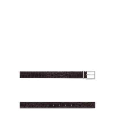 CINTUR&Oacute;N DE COCODRILO ESTAMPADO CON TRABILLA EN FORMA DE T image number 1