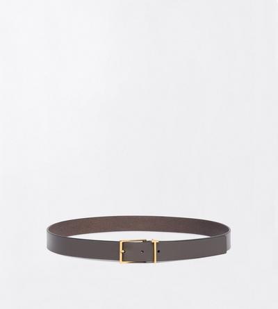 TOM FORD LEATHER SMOKE GREY VACCHETTA LEATHER T LOOP BELT