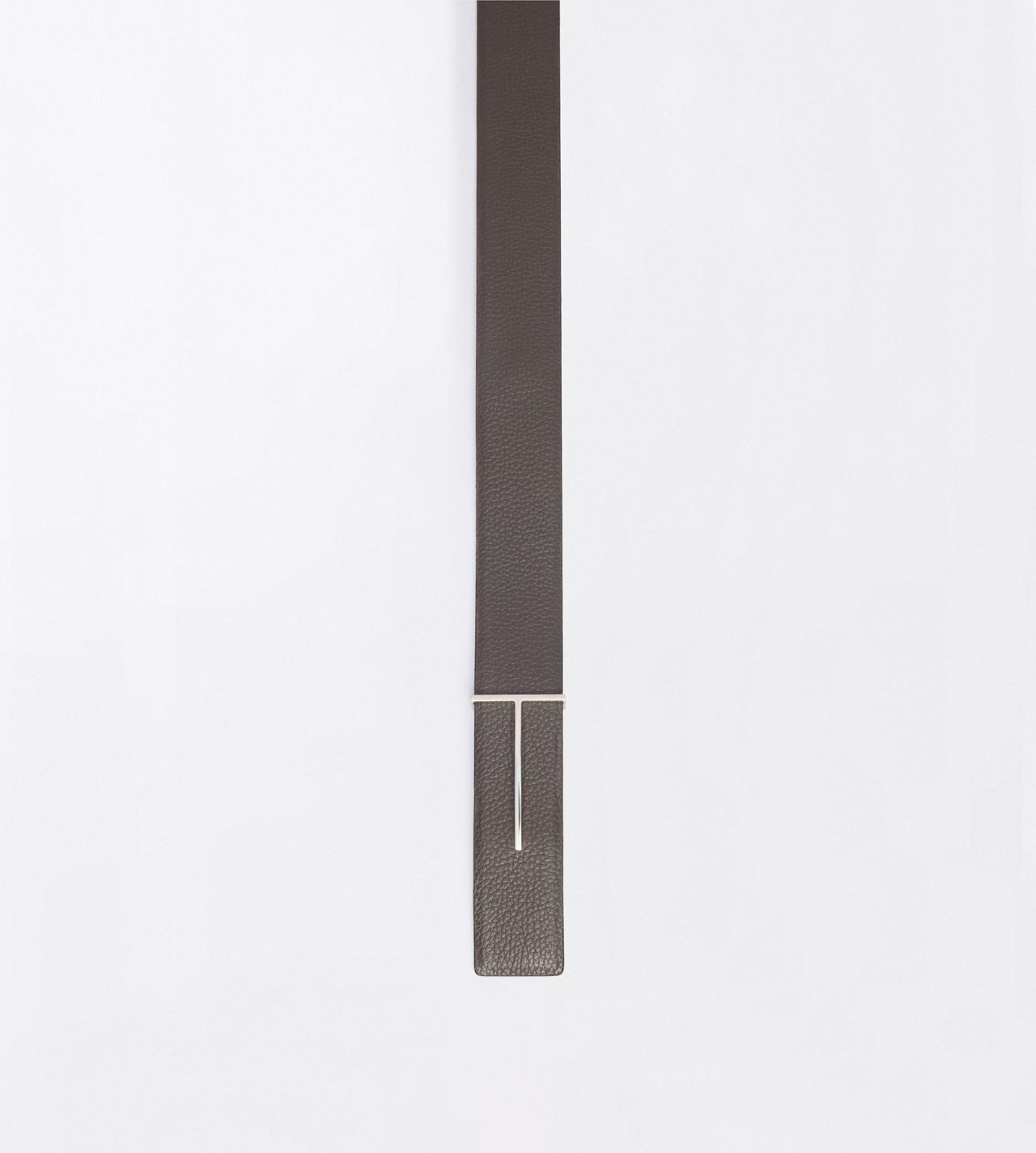 TOM FORD LEATHER SMOKE GREY + BLACK GRAIN LEATHER SLIM T REVERSIBLE BELT&nbsp;