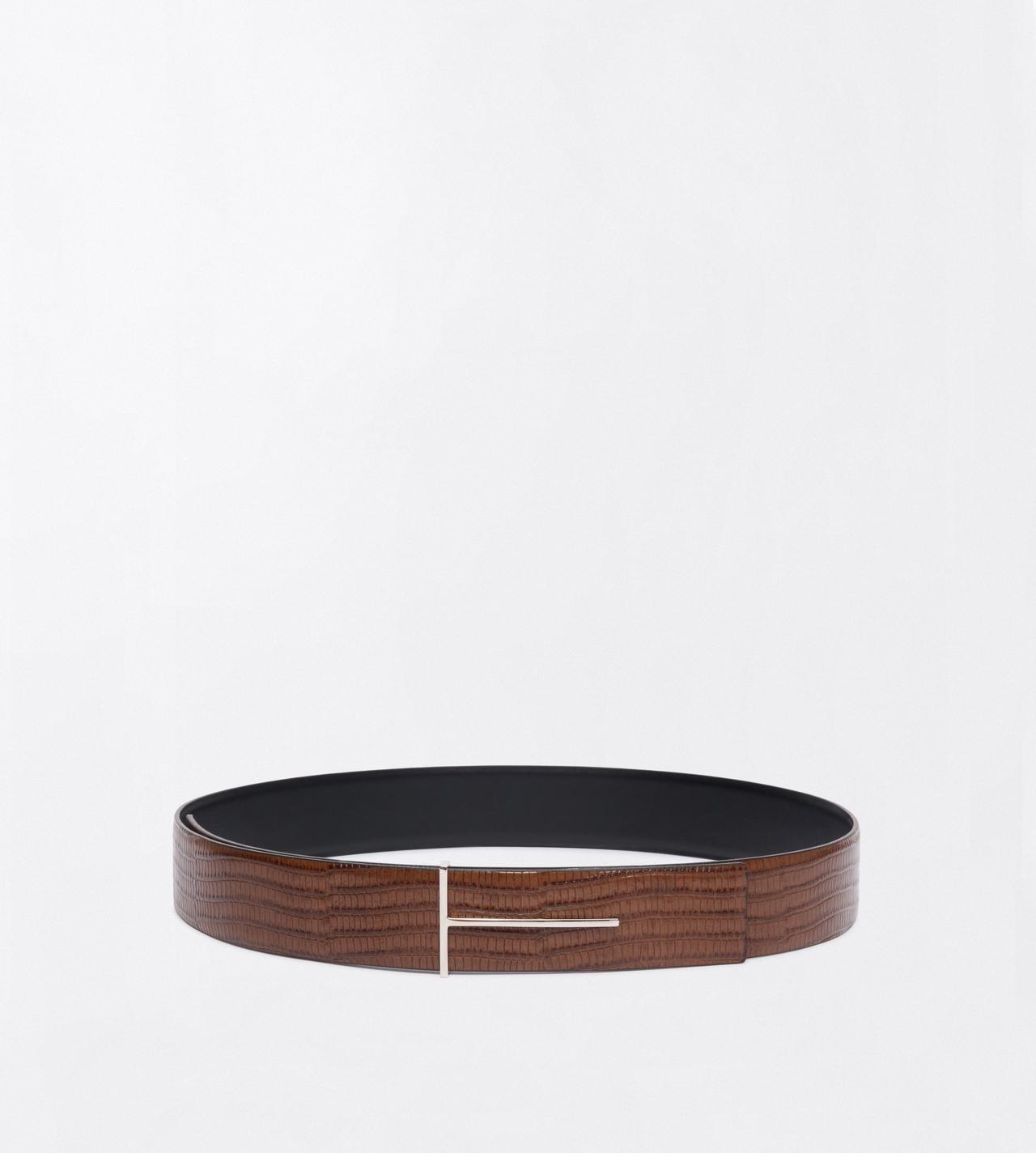 TOM FORD  CARAMEL PRINTED TEJUS REVERSIBLE SLIM T BELT 38 MM