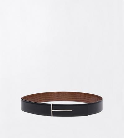 TOM FORD  CARAMEL PRINTED TEJUS REVERSIBLE SLIM T BELT 38 MM