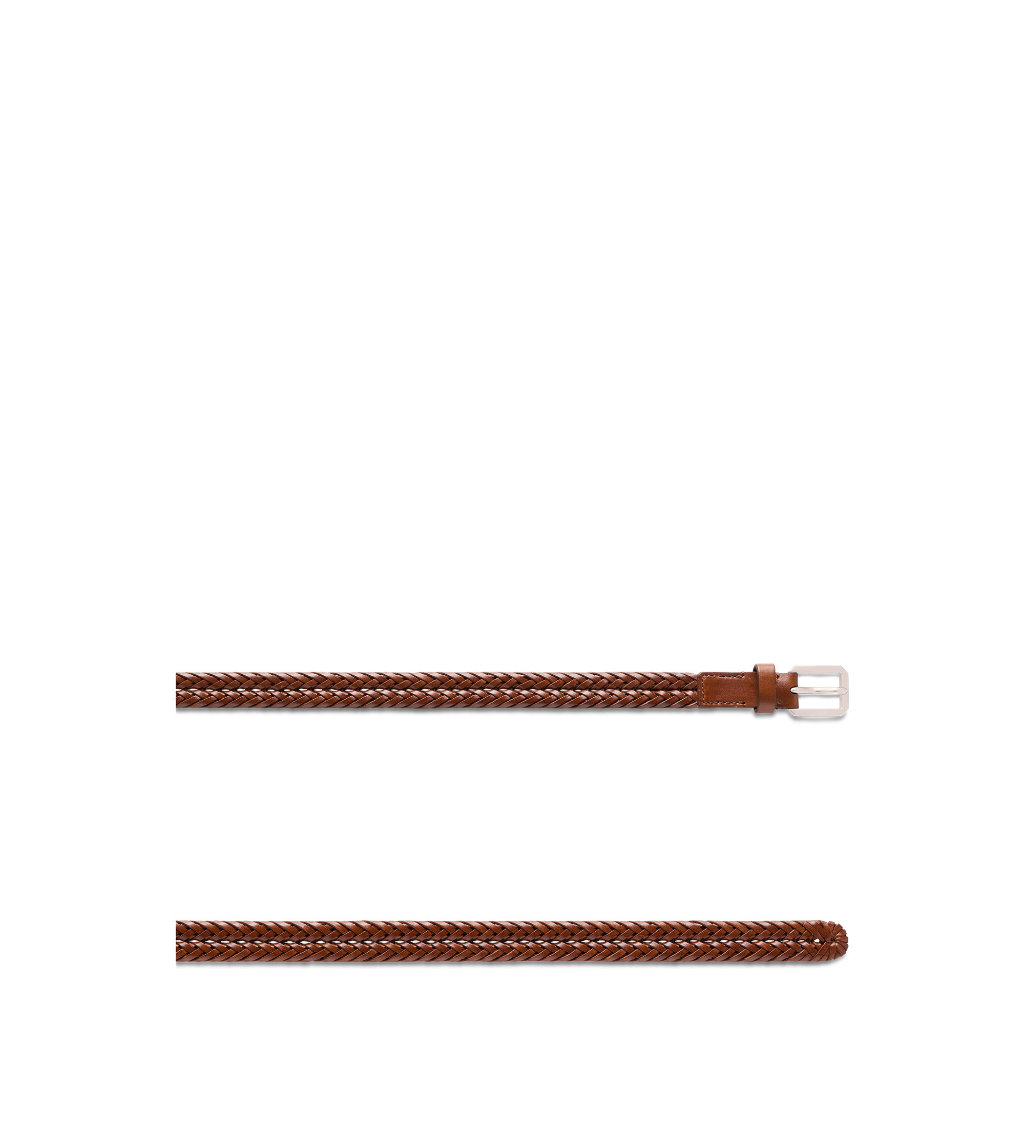 WOVEN LEATHER BEVELED BUCKLE BELT