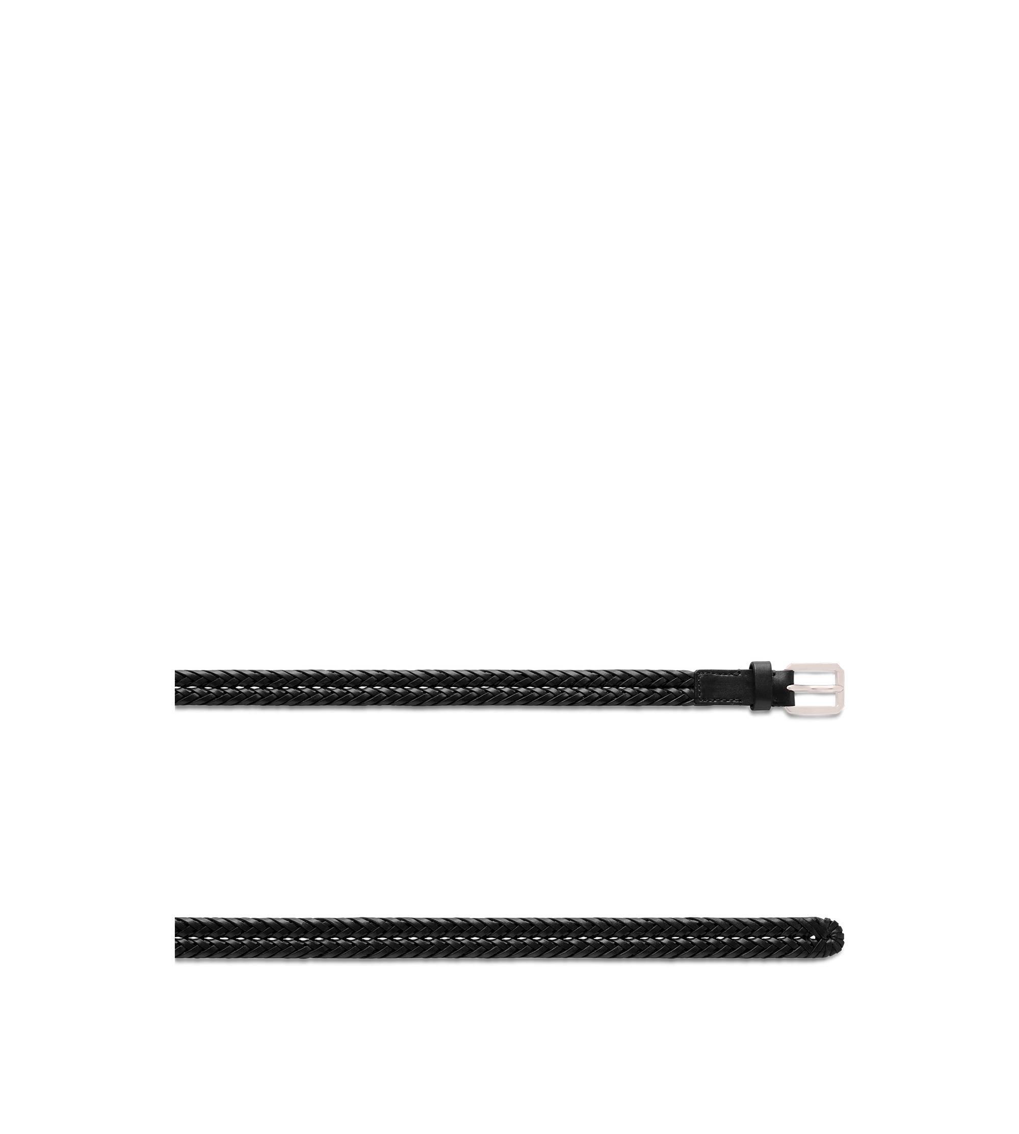 WOVEN LEATHER BEVELED BUCKLE BELT