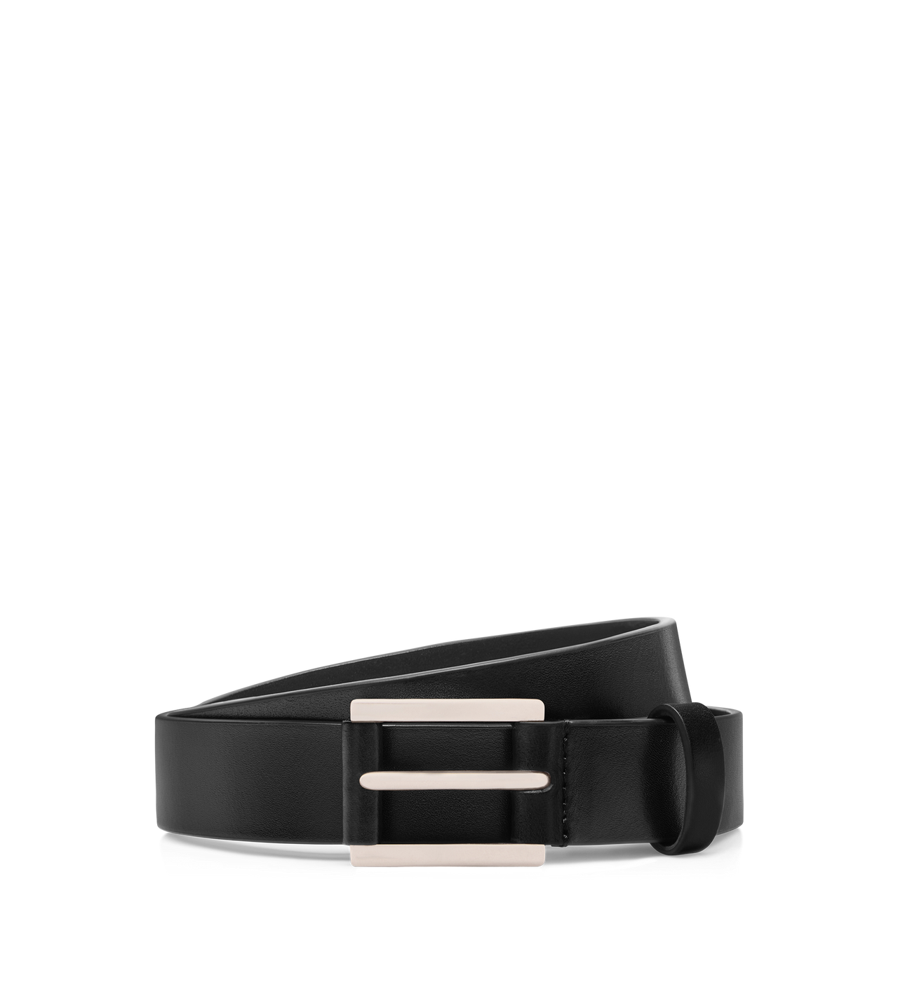 TOM FORD LEATHER BLACK VACCHETTA LEATHER DETAIL BUCKLE BELT