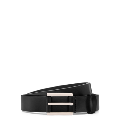 TOM FORD LEATHER BLACK VACCHETTA LEATHER DETAIL BUCKLE BELT