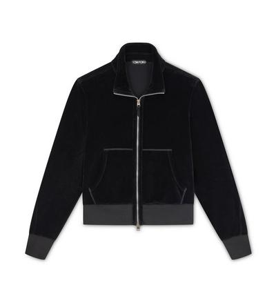 VELOUR FUNNEL NECK ZIP THROUGH