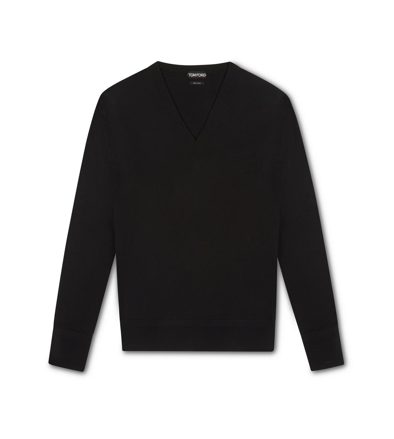 FINE GAUGE MERINO V-NECK KNIT | Tom Ford Fashion