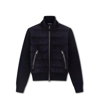 SUEDE DOWN FRONT MERINO BLOUSON