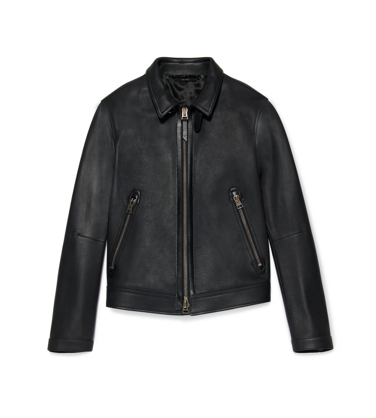 LARGE GRAIN LEATHER COLLAR BLOUSON