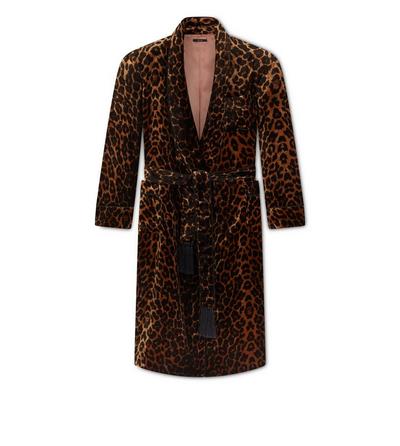 LEOPARD PRINTED VELVET ROBE image number 0