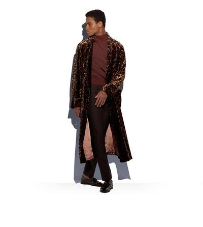 LEOPARD PRINTED VELVET ROBE image number 1