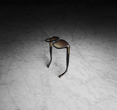 TOM FORD OM SHINY BLACK  / GRADIENT BROWN ICON SQUARE SUNGLASSES