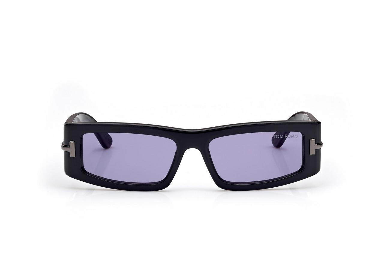 TOM FORD OM BLACK/MIRROR ICON RECTANGULAR SUNGLASSES