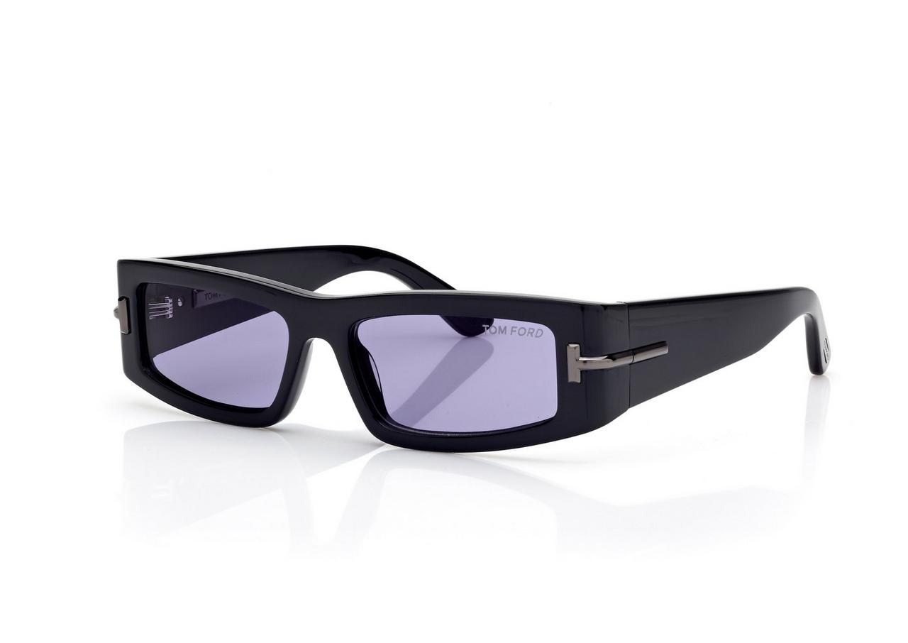 TOM FORD OM BLACK/MIRROR ICON RECTANGULAR SUNGLASSES