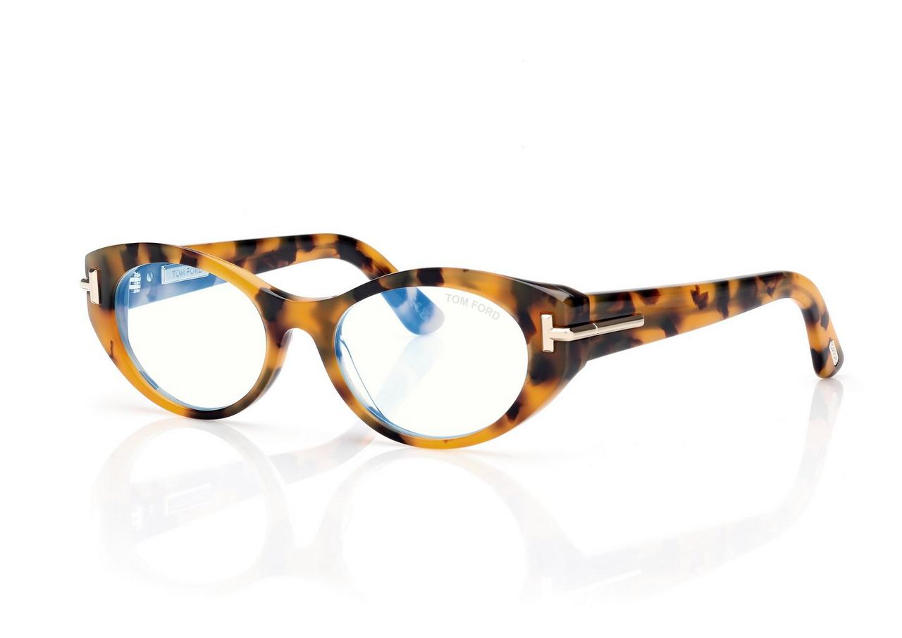 TOM FORD OM LIGHT HAVANA ICON BLUE BLOCK CAT EYE OPTICALS