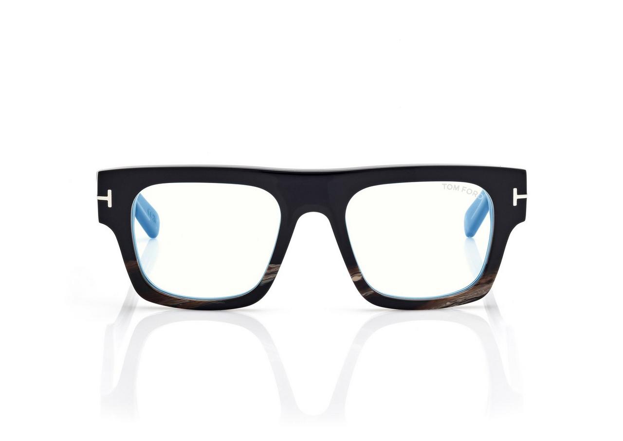 TOM FORD  BLACK + OTHER ICON BLUE BLOCK RECTANGULAR OPTICALS