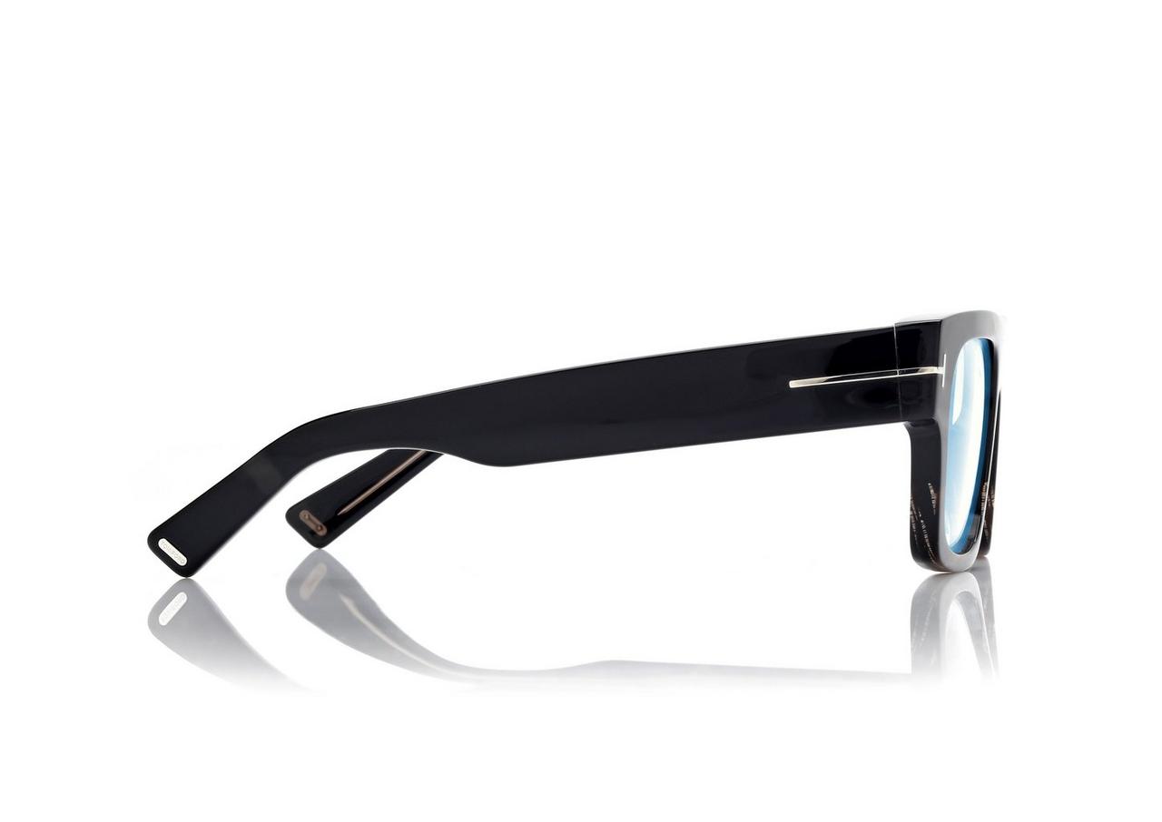TOM FORD  BLACK + OTHER ICON BLUE BLOCK RECTANGULAR OPTICALS