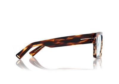 TOM FORD  LIGHT HAVANA BLUE BLOCK RECTANGULAR OPTICALS