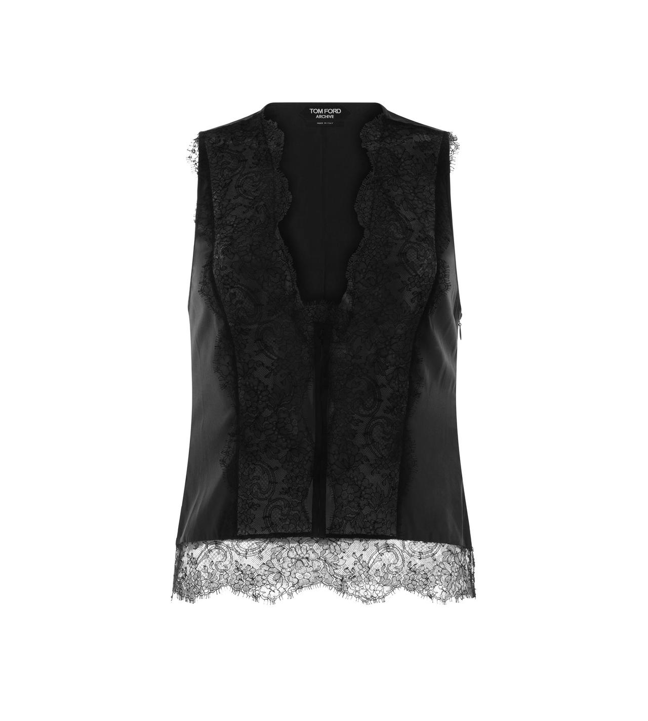 SILK SATIN & CHANTILLY LACE TOP image number 0