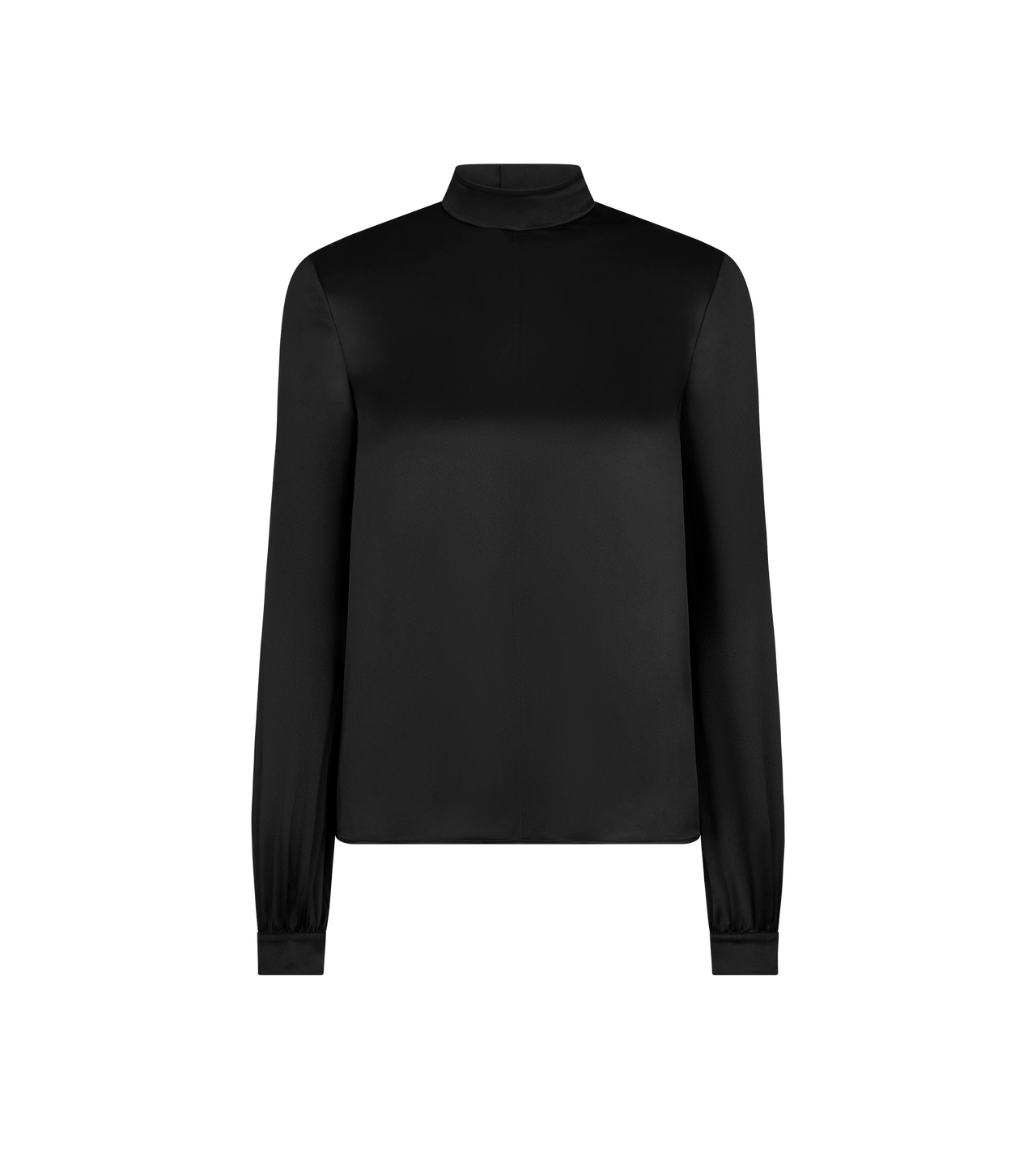 TOM FORD SILK BLACK LONG SLEEVE MOCK NECK BLOUSE