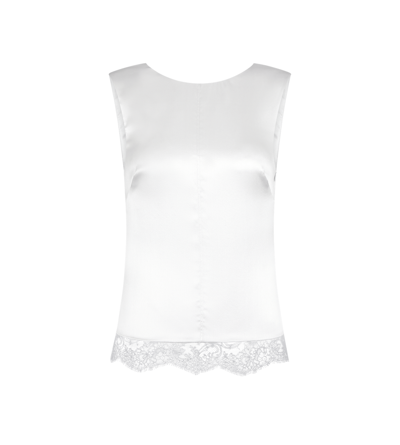 SLEEVELESS SILK TOP WITH V-BACK AND LACE INSERTS image number 0