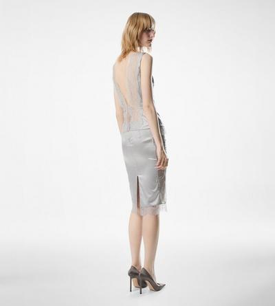 SLEEVELESS SILK TOP WITH V-BACK AND LACE INSERTS image number 3