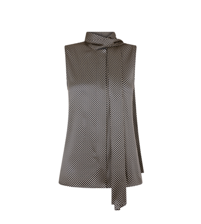 SLEEVELESS LAVALLIERE SILK BLOUSE image number 0