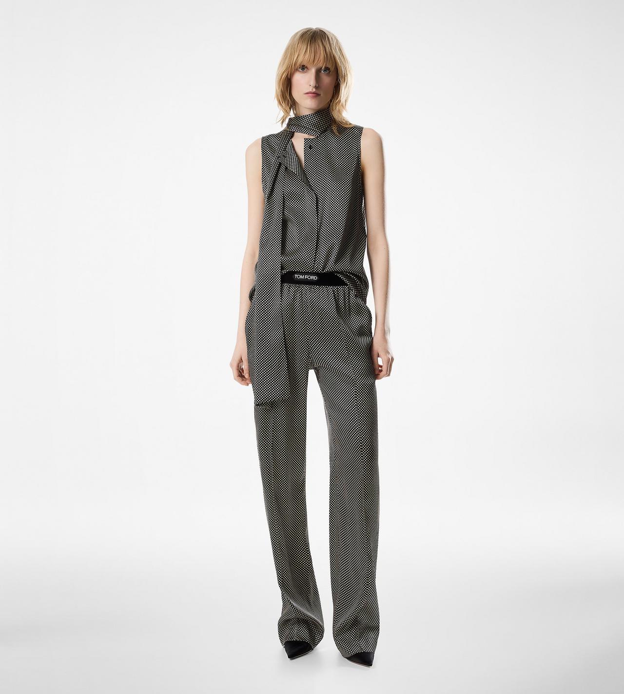SLEEVELESS LAVALLIERE SILK BLOUSE image number 2