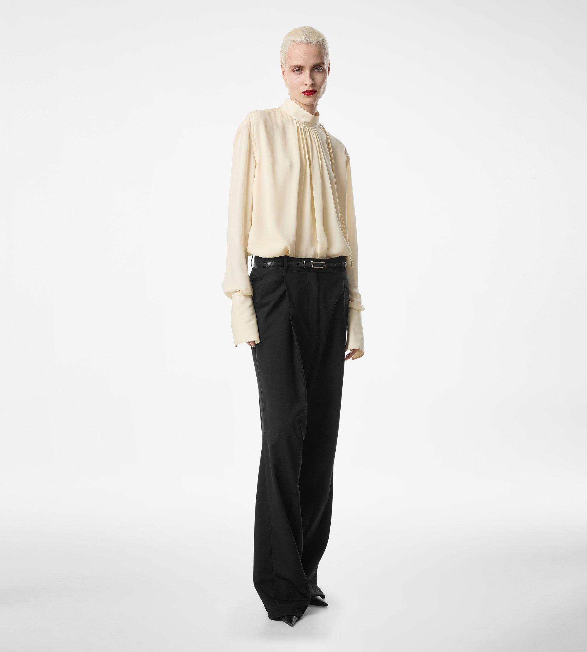 WASHED SILK GEORGETTE LONG SLEEVE BLOUSE