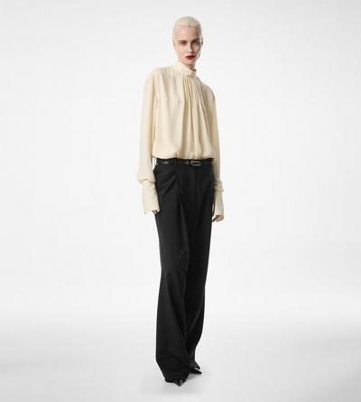 WASHED SILK GEORGETTE LONG SLEEVE BLOUSE image number 2