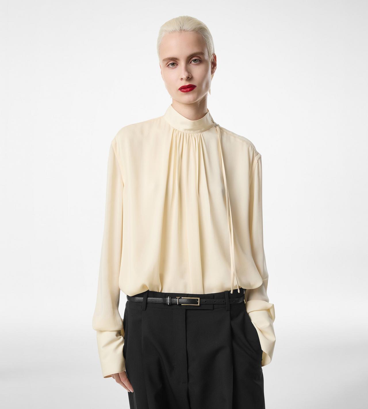 WASHED SILK GEORGETTE LONG SLEEVE BLOUSE image number 3