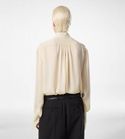 WASHED SILK GEORGETTE LONG SLEEVE BLOUSE image number 4