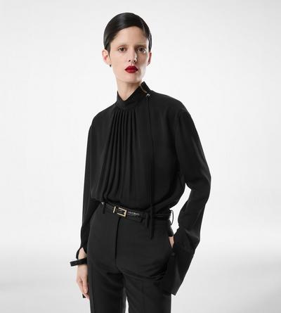 WASHED SILK GEORGETTE LONG SLEEVE BLOUSE image number 3