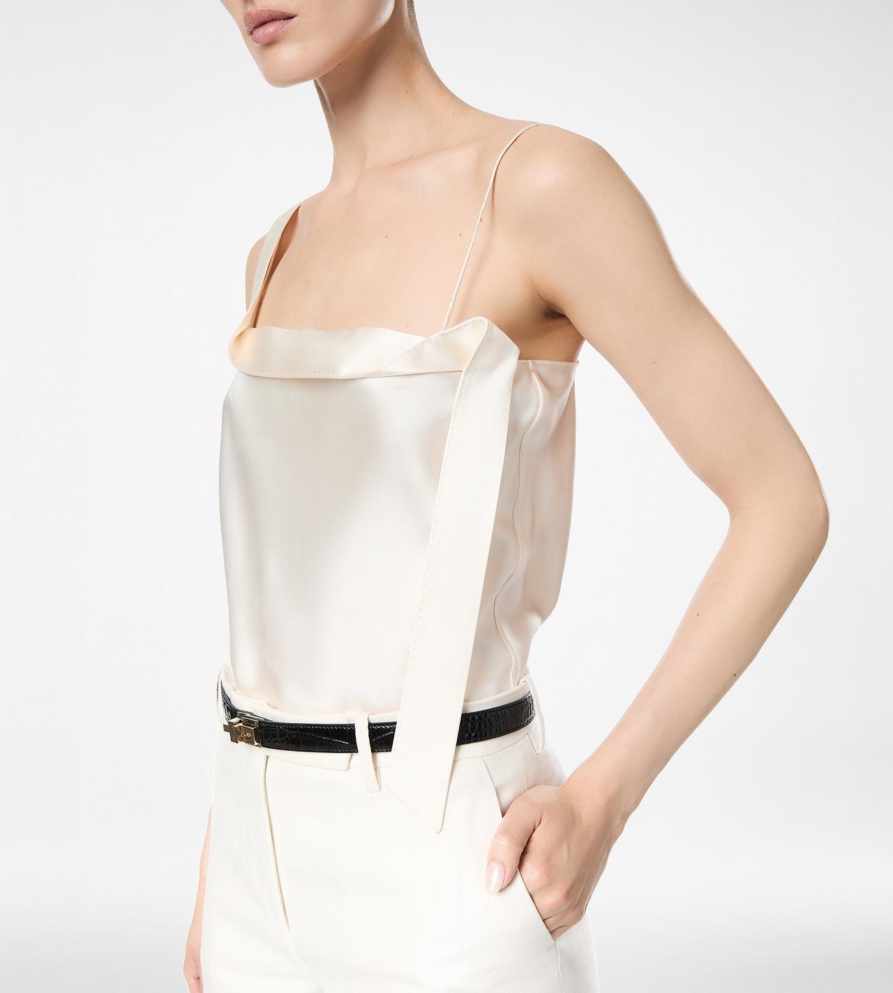 SILK SATIN CAMISOLE TOP WITH TUXEDO BAND image number 1