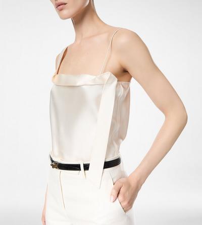 SILK SATIN CAMISOLE TOP WITH TUXEDO BAND image number 1