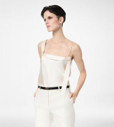 SILK SATIN CAMISOLE TOP WITH TUXEDO BAND image number 2