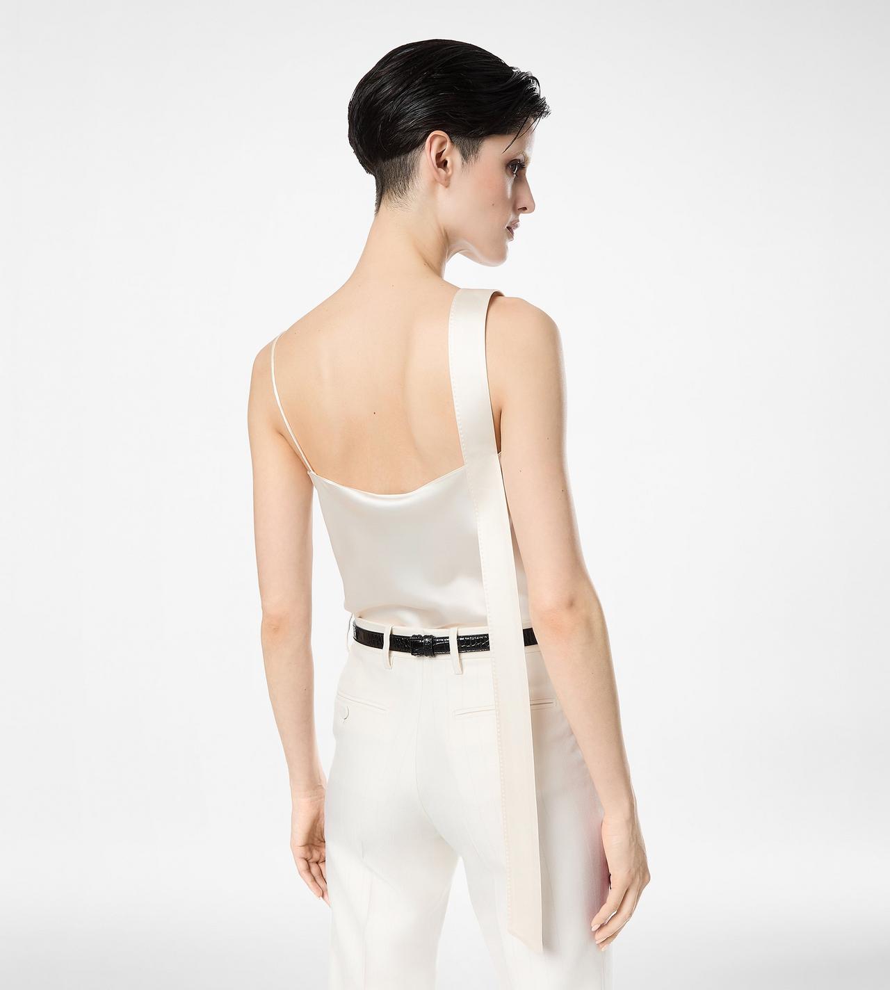 SILK SATIN CAMISOLE TOP WITH TUXEDO BAND image number 3