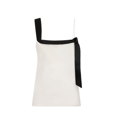 SILK SATIN CAMISOLE TOP WITH TUXEDO BAND image number 0
