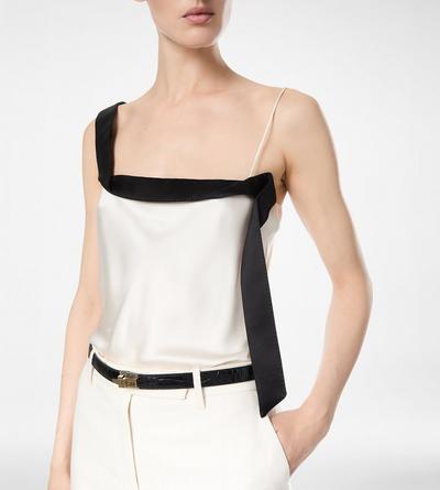SILK SATIN CAMISOLE TOP WITH TUXEDO BAND image number 1