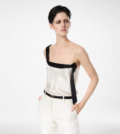 SILK SATIN CAMISOLE TOP WITH TUXEDO BAND image number 2