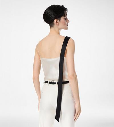 SILK SATIN CAMISOLE TOP WITH TUXEDO BAND image number 3
