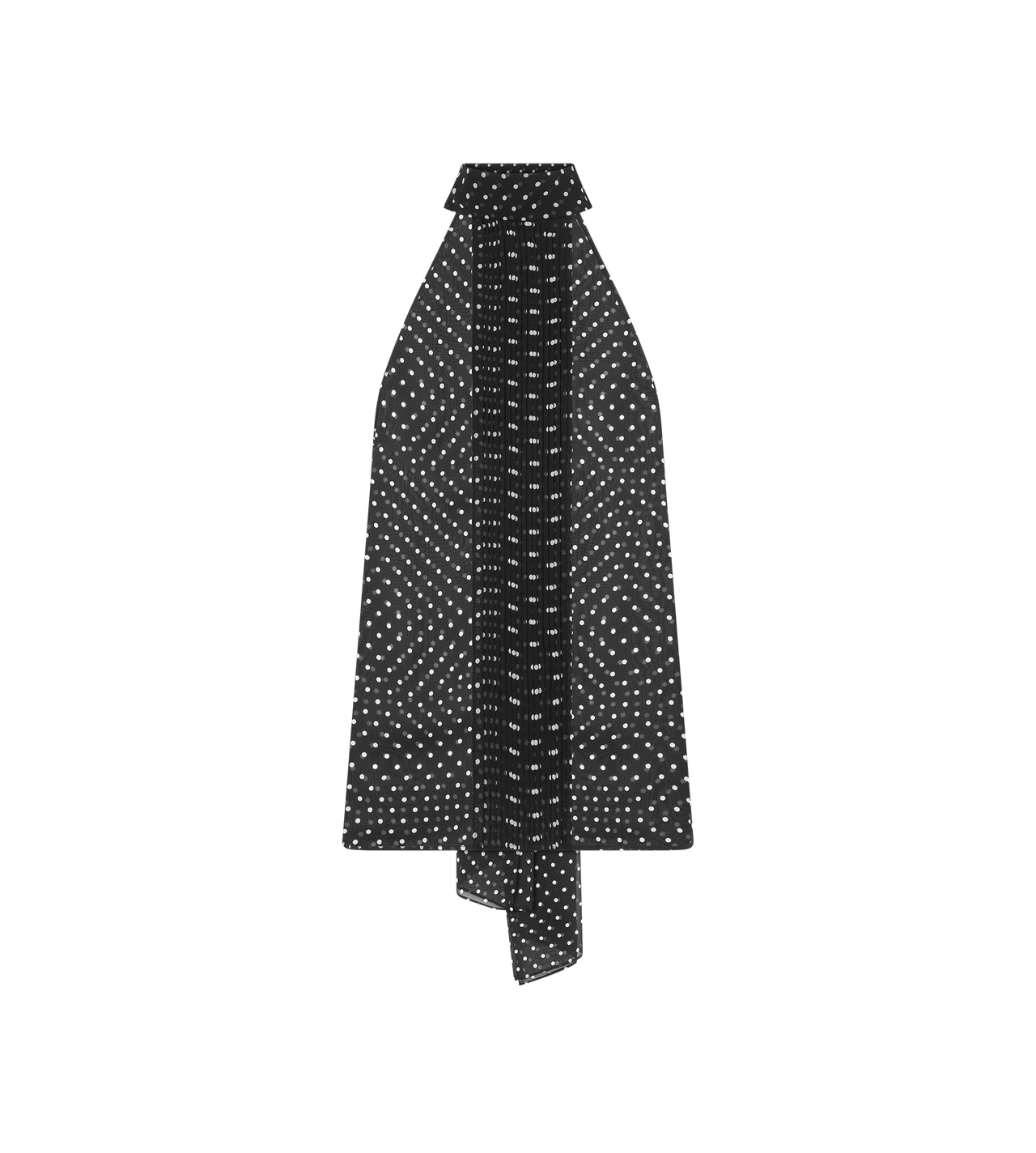 POLKA DOT SILK GEORGETTE HALTERNECK LAVALLIERE TOP WITH PLISSE DETAIL image number 0