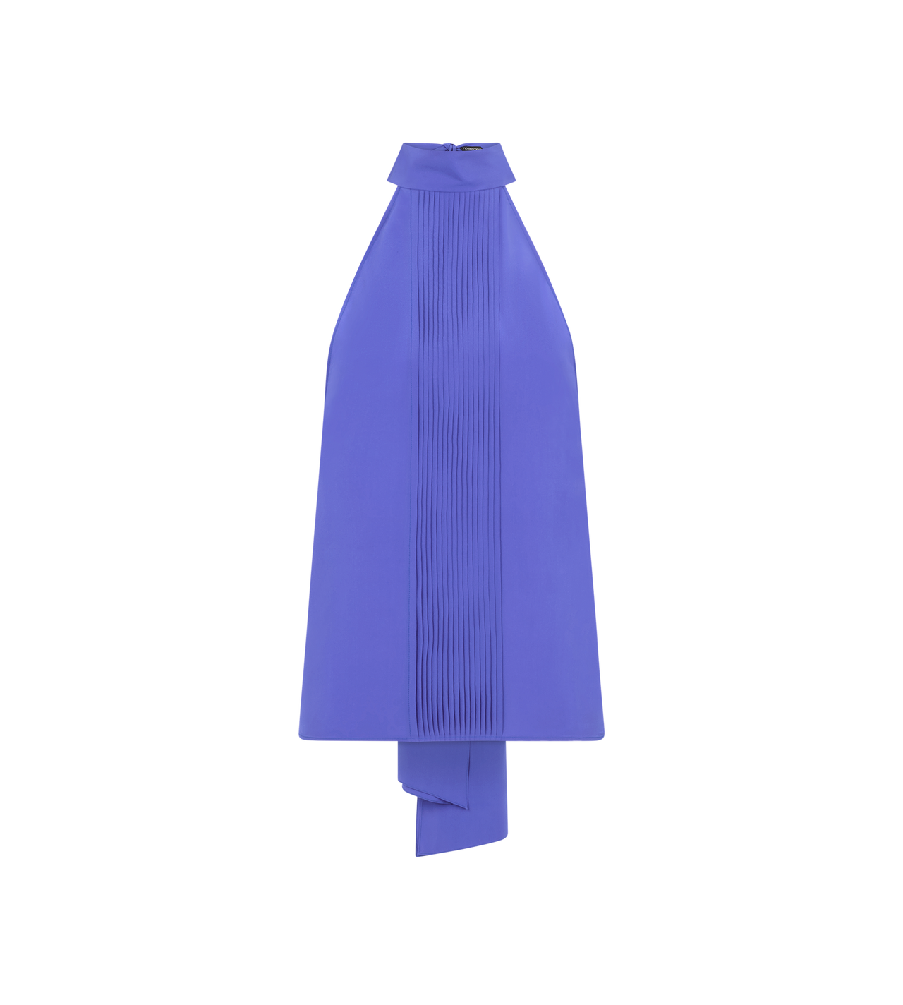 SILK HALTERNECK LAVALLIERE TOP WITH PLISSE DETAIL image number 0