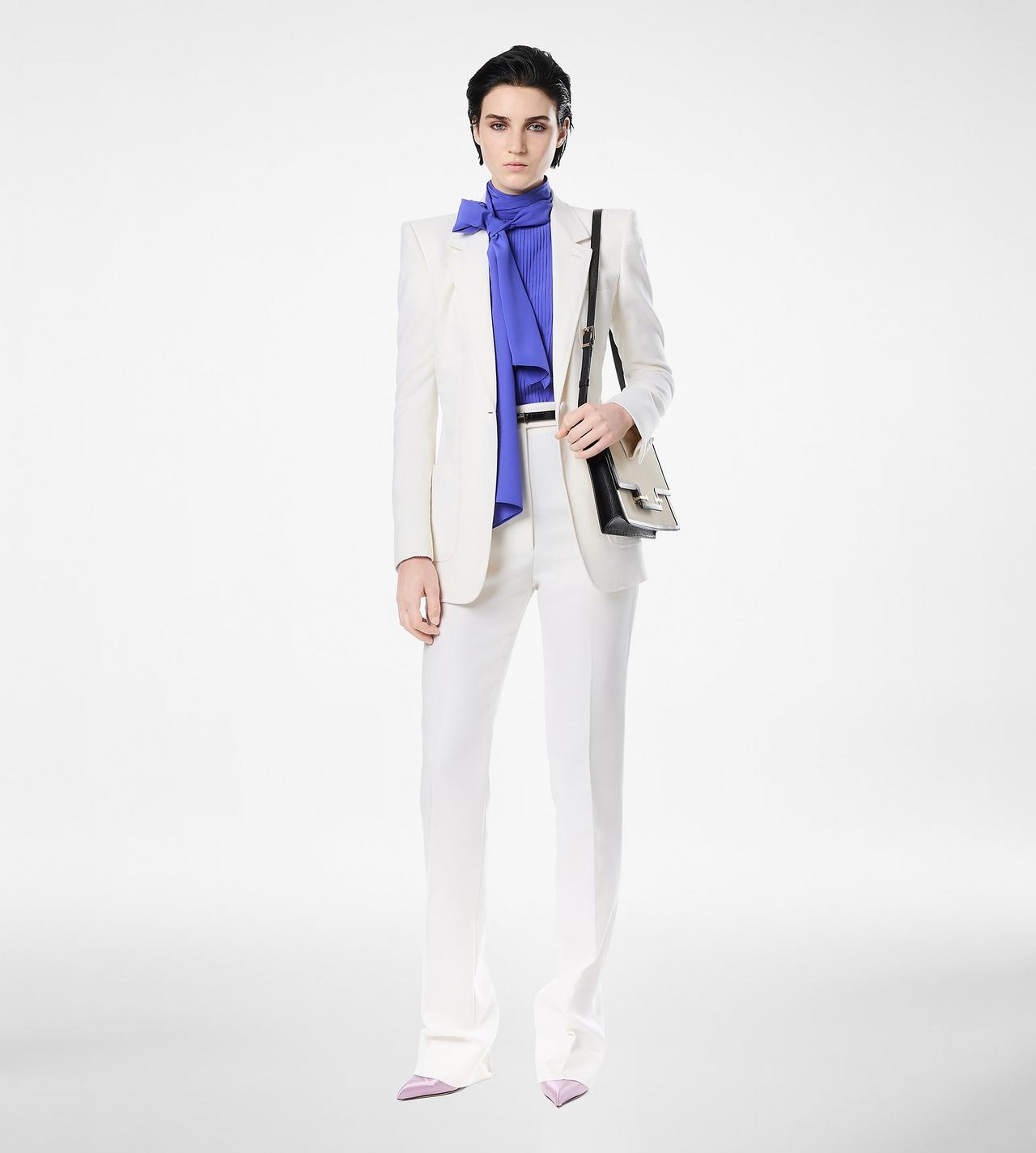 SILK HALTERNECK LAVALLIERE TOP WITH PLISSE DETAIL image number 2