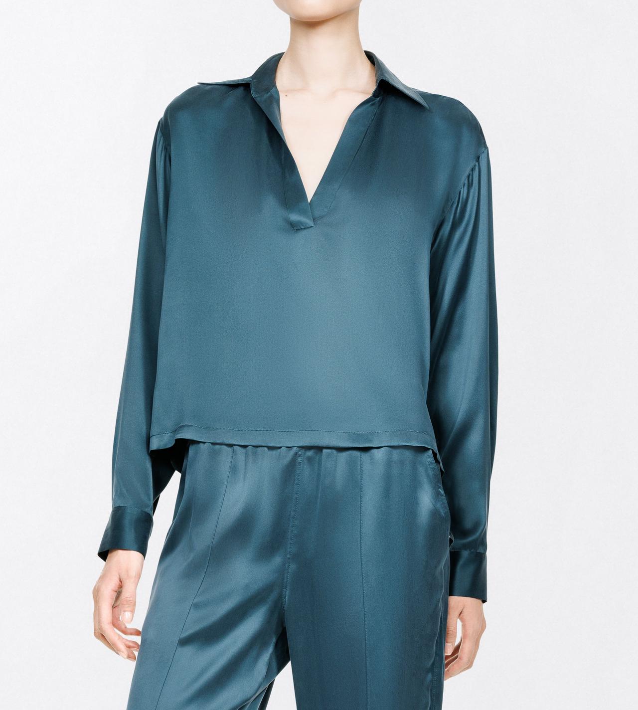 TOM FORD SILK TEAL PEACH-FEEL SILK SATIN POLO
