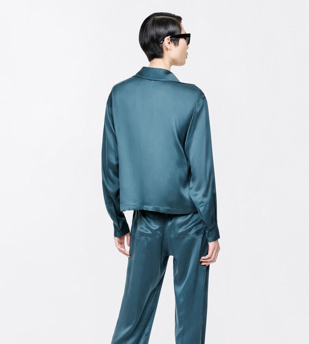TOM FORD SILK TEAL PEACH-FEEL SILK SATIN POLO