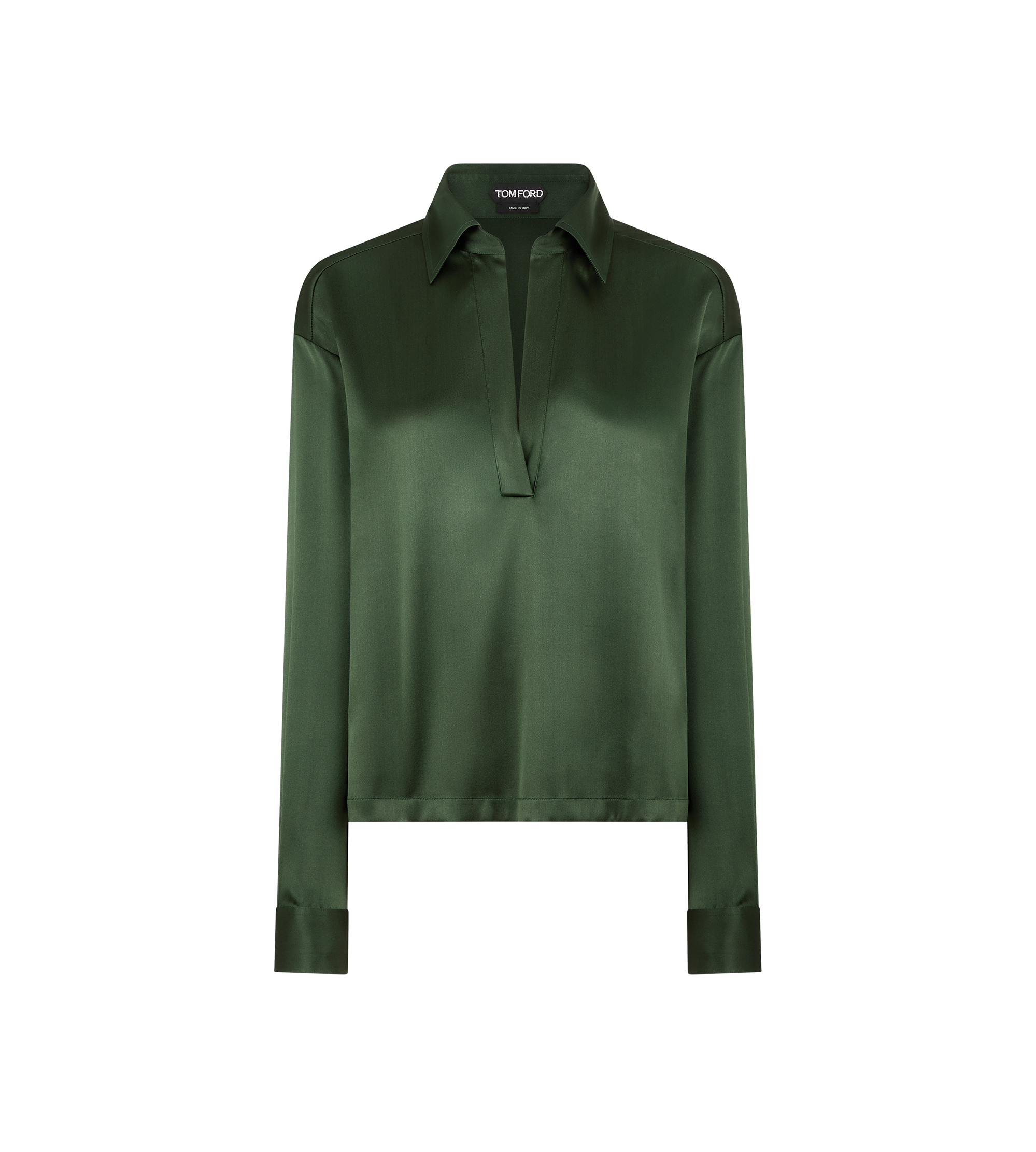 POLO EN SATIN DE SOIE EXTENSIBLE AVEC LOGO TF TON SUR TON BROD&Eacute;