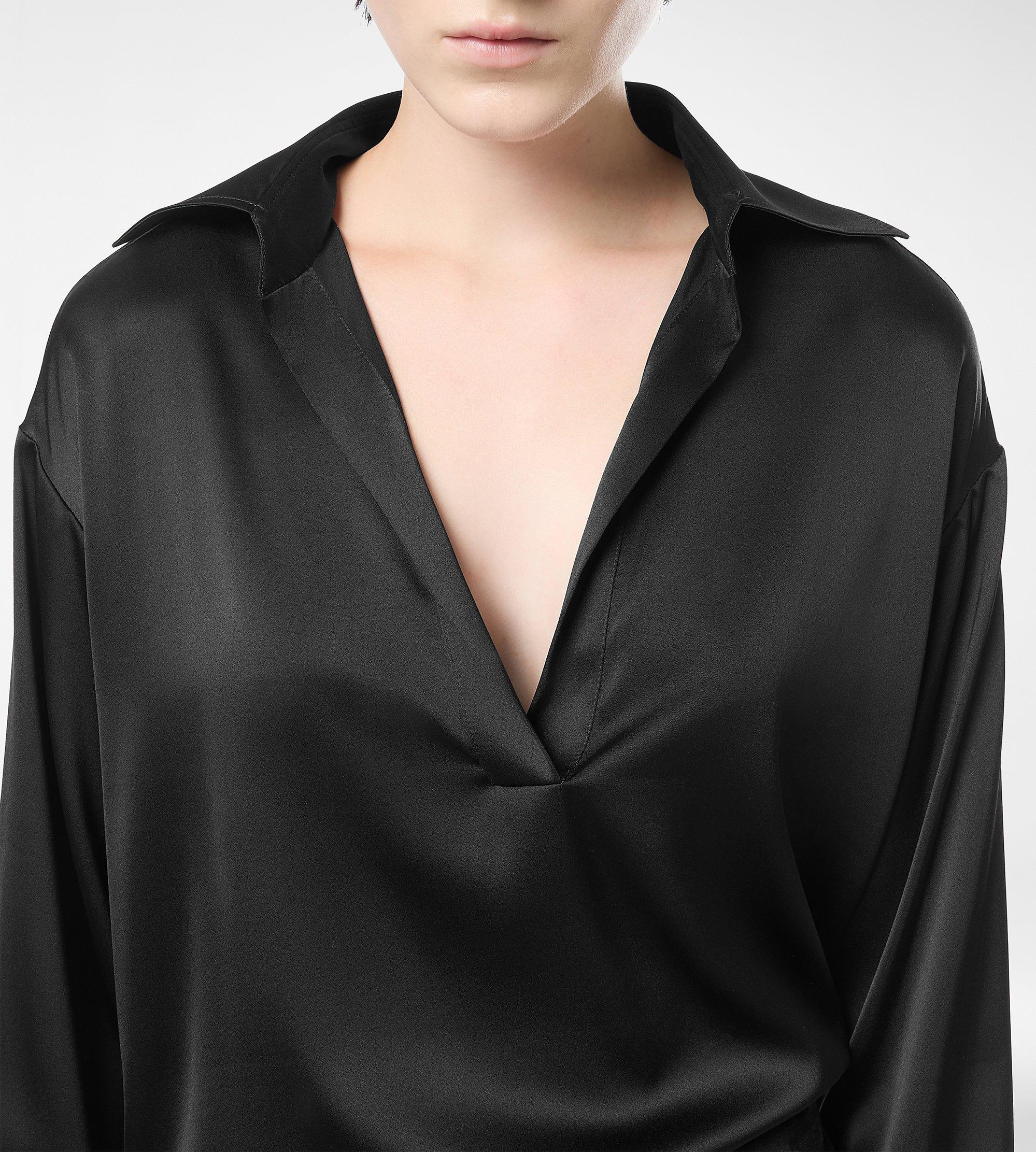 STRETCH SILK SATIN POLO WITH TONAL TF EMBROIDERED LOGO | TOM FORD