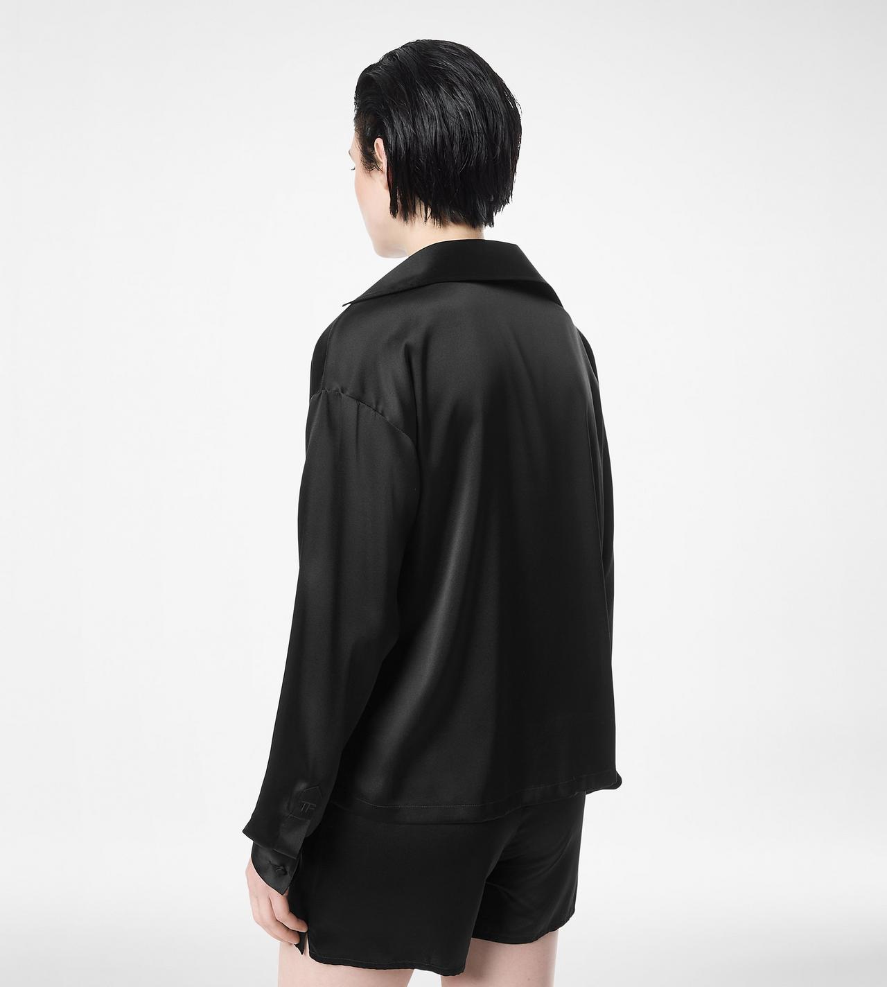 STRETCH SILK SATIN POLO WITH TONAL TF EMBROIDERED LOGO image number 4